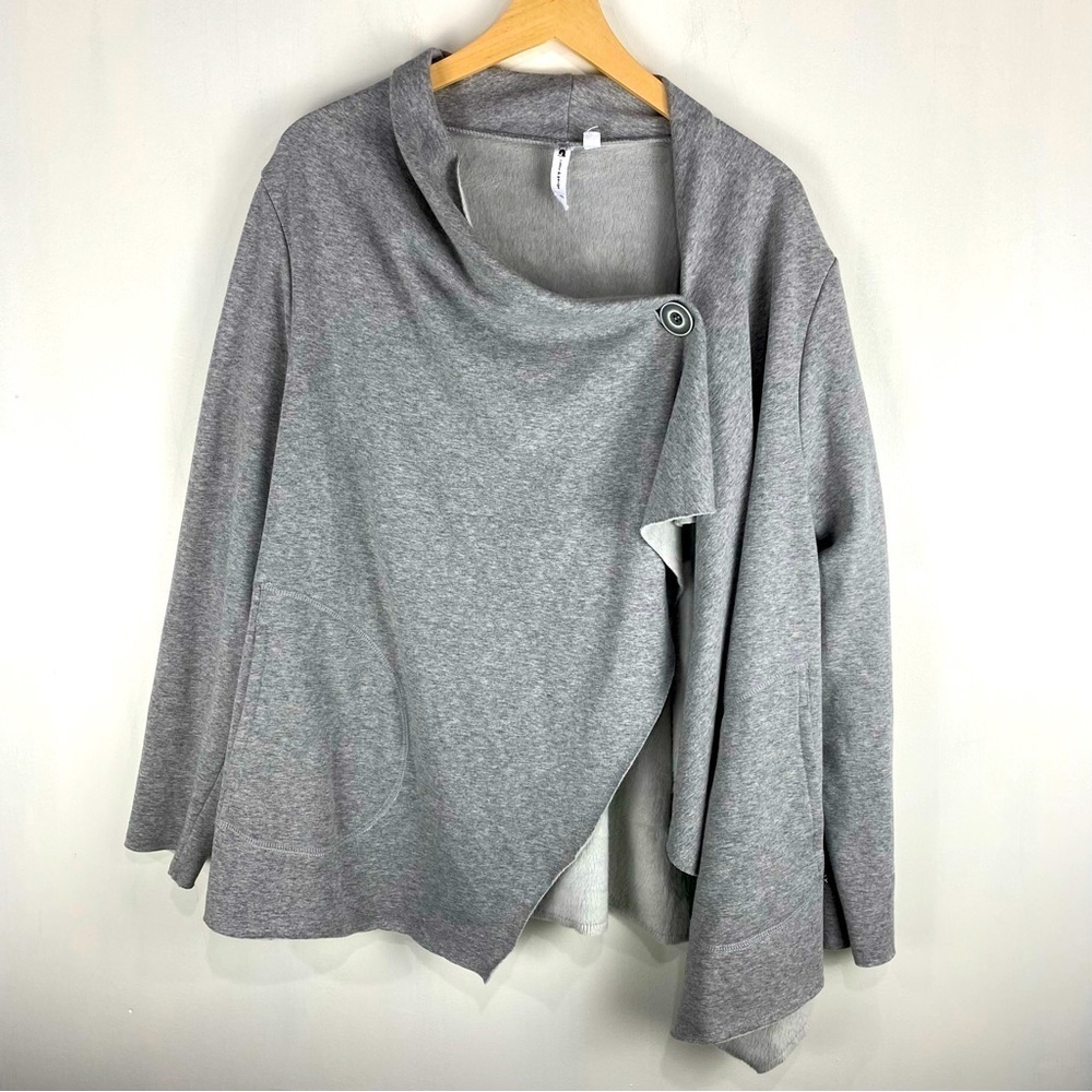 Cable & Gauge Drapey Slouchy Flowy Wrap Cardigan Sweater Poncho Gray Size‎ XL